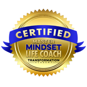 image is a badge 'certified master mindset life coach'  issued by transformation academy